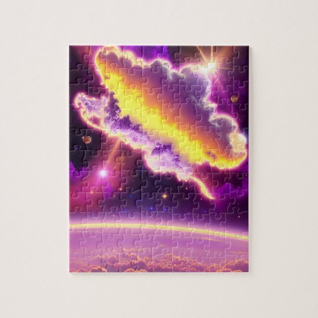 Cosmic Gult Lila Cloud Zap Space Atmosphere Pussel (Vertikal)