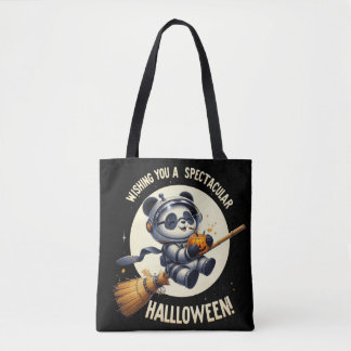 Cosmic Halloween: Panda Astronaut Enjoys Pumpkin Tygkasse