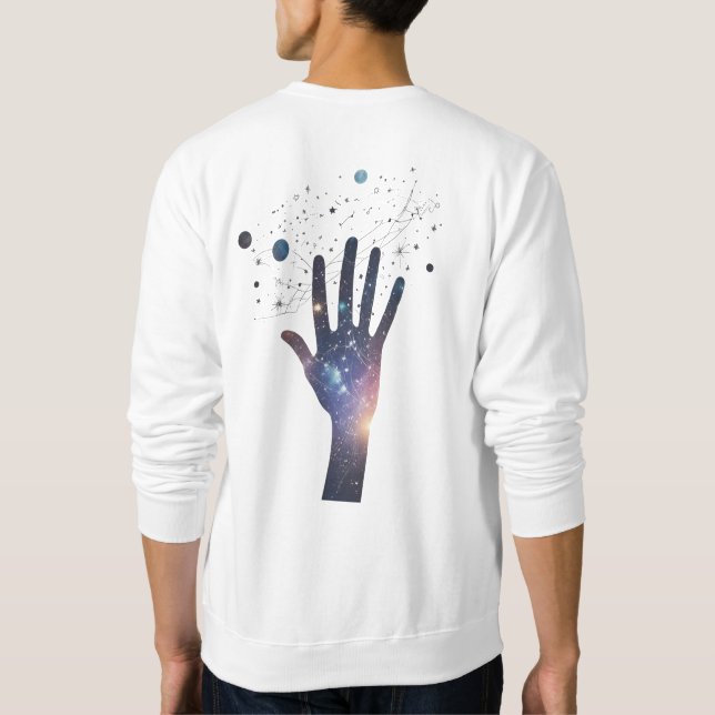 Cosmic Hand in Starry Galaxy – Surreal Spiritual S Lång Ärmad Tröja (Baksida)