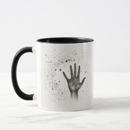 Cosmic Hand in Starry Galaxy – Surreal Spiritual S Mugg