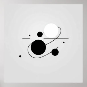 Cosmic Harmony: Black and White Boll Line Circle Poster