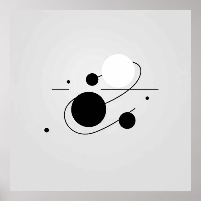Cosmic Harmony: Black and White Boll Line Circle Poster (Framsidan)