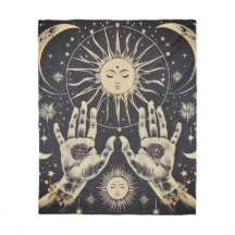 ✨ Cosmic Harmony Sol & Måne Fleece Blanket