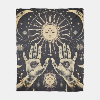 ✨ Cosmic Harmony Sol & Måne Fleece Blanket