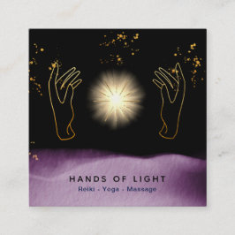 *~* Cosmic Healing Händer Universe Energy Stars Fyrkantigt Visitkort