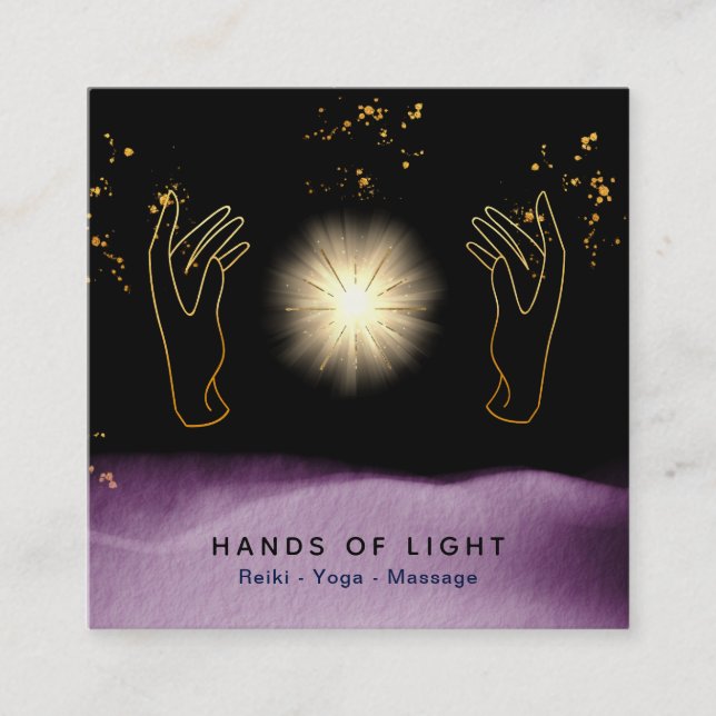 *~* Cosmic Healing Händer Universe Energy Stars Fyrkantigt Visitkort (Framsida)