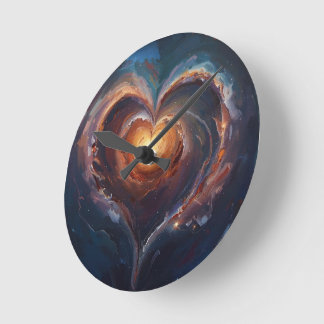 Cosmic Heart Galaxy Kärlekskonst – Universum Roman Rund Klocka