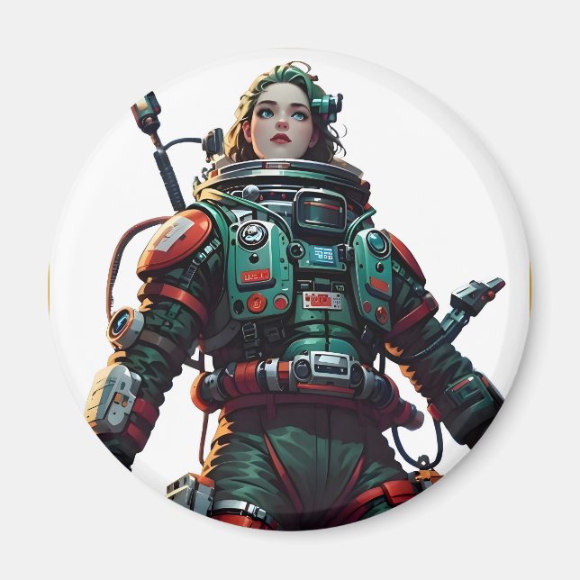 Cosmic Hero: Anpassade Space-Thned Merchandise Magnet (Framsidan)