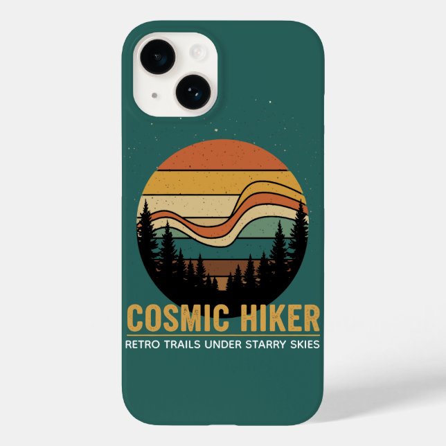 Cosmic Hiker Retro 70s Sunset Space Forest Stars (Baksida)