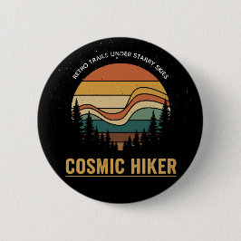 Cosmic Hiker Retro 70s Sunset Space Forest Stars Knapp