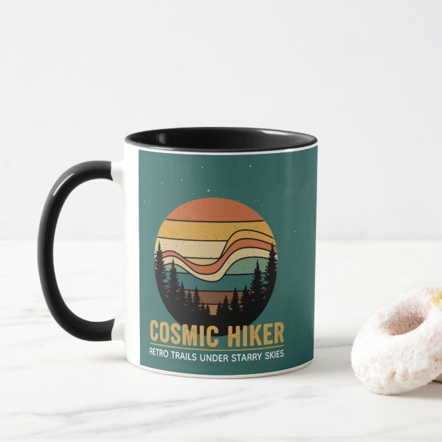 Cosmic Hiker Retro 70s Sunset Space Forest Stars Mugg (Med munk)