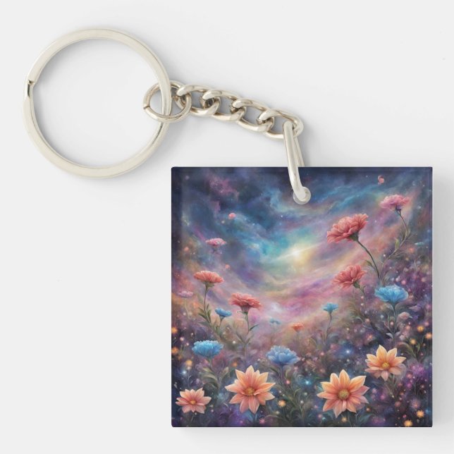 Cosmic himlar med fantastiska blommor (Framsidan)