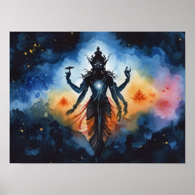Cosmic Hindu Gudom Poster - Gift for Meditation (Framsidan)