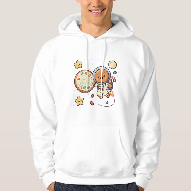 Cosmic Holiday Gingerbread Christmas Cute Space Hoodie (Framsida)
