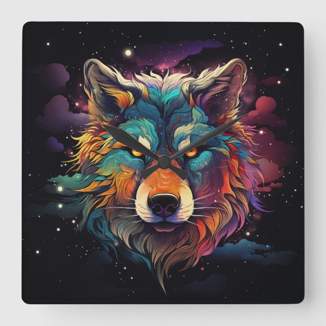 Cosmic Howl Fyrkantig Klocka (Framsida)