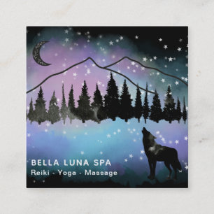 *~* Cosmic Howling Varg Rainbow - Mountain Shaman Fyrkantigt Visitkort