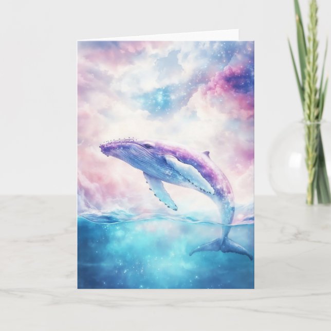 Cosmic Humpback Whale i Celestial Vatten Kort (Framsida)