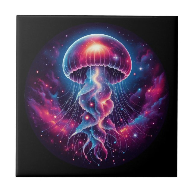 Cosmic Jellyfish Artwork Galaxy Kakelplatta (Framsidan)