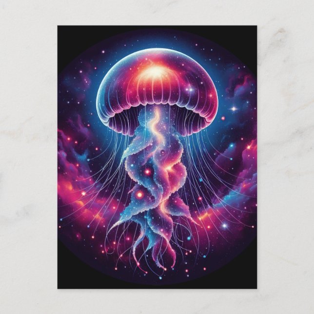 Cosmic Jellyfish Artwork Galaxy Vykort (Framsida)