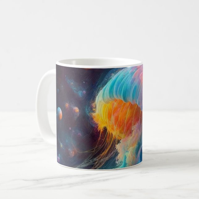Cosmic Jellyfish Artwork Kaffemugg (Framsida vänster)