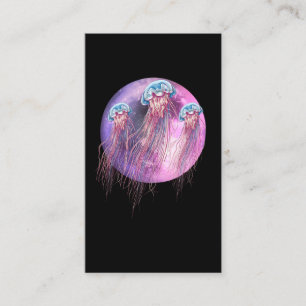 Cosmic Jellyfish Pastel Goth Måne Sea Animal Visitkort
