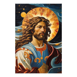 *~* Cosmic Jesus Concerned Universe Earth AP50 Fototryck