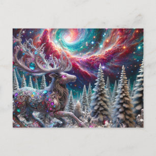Cosmic Jeweled Reindeer Vykort