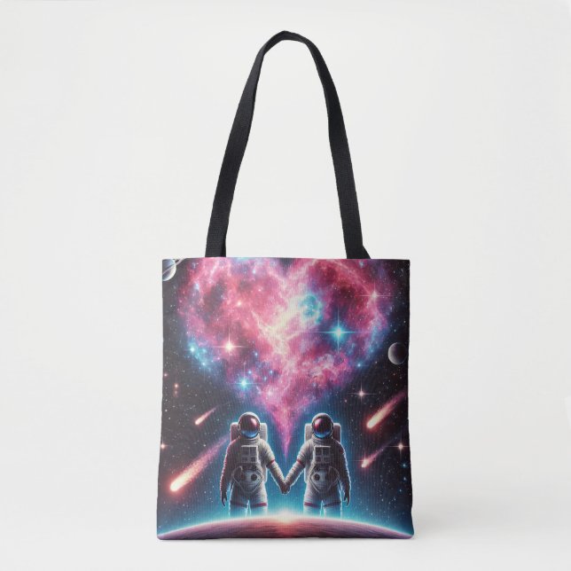 Cosmic Kärlek Astronaut Tote Bag Tygkasse (Framsida)