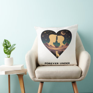 Cosmic Kärlek Story Heart med Älskare och Fox Art Kudde