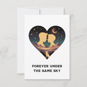 Cosmic Kärlek Story Heart med Älskare och Fox Art Tack Kort