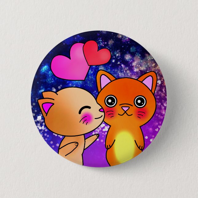 Cosmic Kitten Cat i Space Kiss Knapp (Framsida)