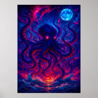 Cosmic Kraken Stigning från Ocean Fantasy Poster