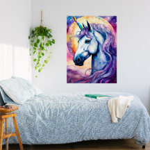 Cosmic Lila Unicorn Glossy Poster