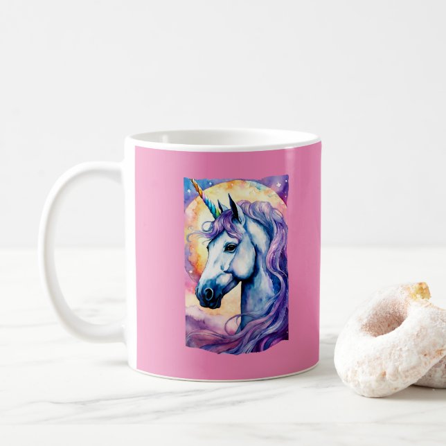 Cosmic Lila Unicorn Mugg (Med munk)