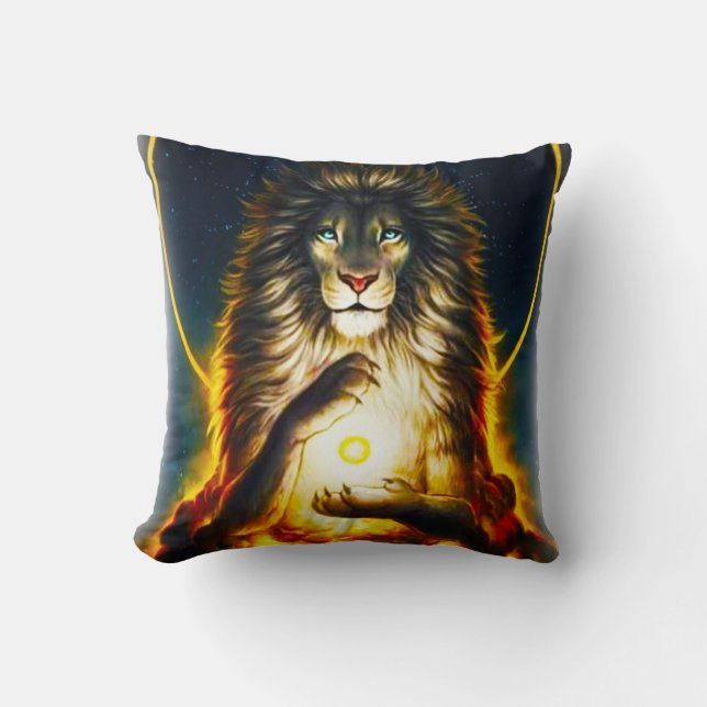 Cosmic Lion Warrior Throw Pillow Kudde (Framsida)