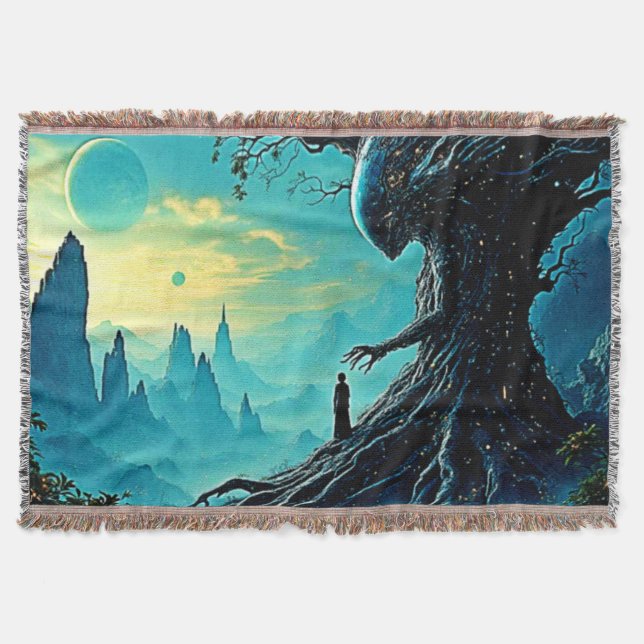 Cosmic Livets träd Fantasy Filt (Framsidan)