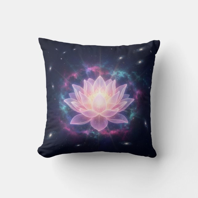 Cosmic Lotus Bloom - Spiritual Divine Radiance Kudde (Framsida)