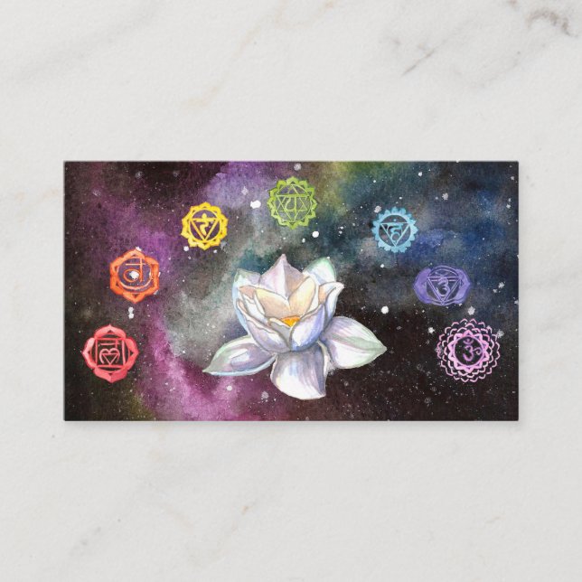 *~* Cosmic Lotus Celestial Chakra Symbols Cosmos Visitkort (Framsida)