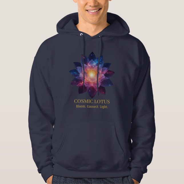 Cosmic Lotus Flower | Galaxy Bloom Energy Hoodie (Framsida)
