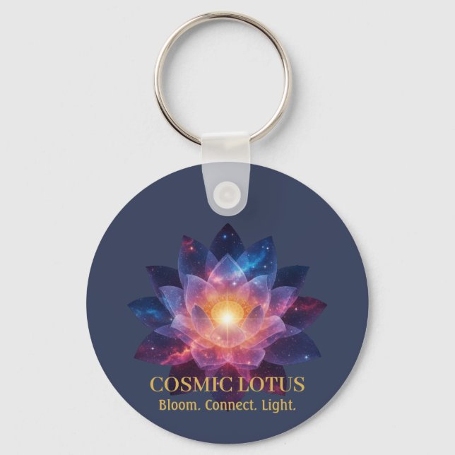 Cosmic Lotus Flower | Galaxy Bloom Energy Nyckelring (Framsida)