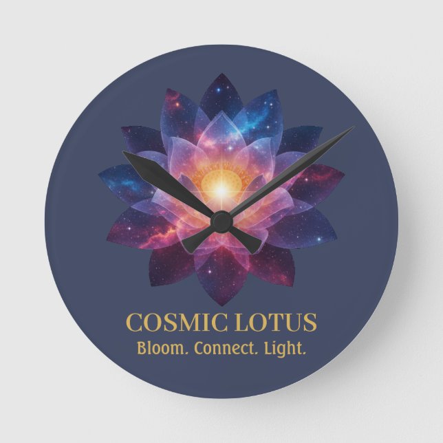 Cosmic Lotus Flower | Galaxy Bloom (NO NUMBERS) Rund Klocka (Framsida)