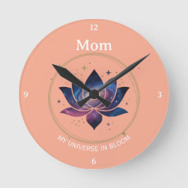 Cosmic Lotus Flower Mom Bloom Rund Klocka
