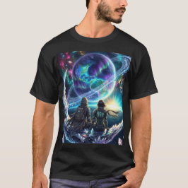 Cosmic Lovers Galaxy Planet Fantasy Acrylic Print T Shirt