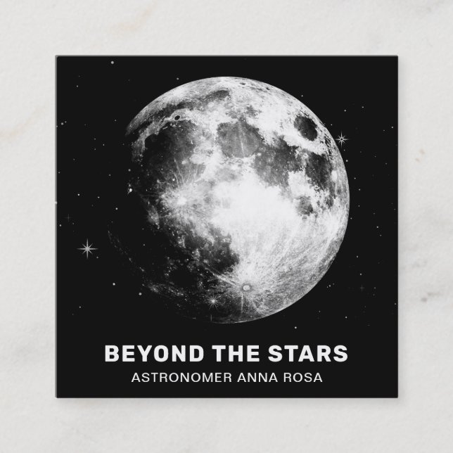 *~* Cosmic Luna Stars Full MOON Lunar Astronomer Fyrkantigt Visitkort (Framsida)