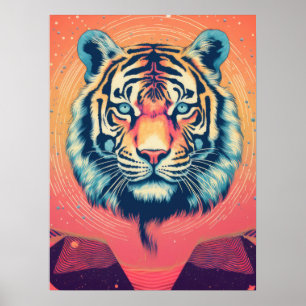 Cosmic Majesty: Radiant Tiger Poster