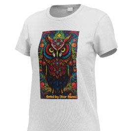 Cosmic Mandala Owl T Shirt