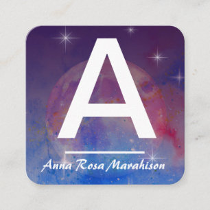 *~* Cosmic Måne Trendig INITIAL QR LOGOTYP PHOTO Fyrkantigt Visitkort