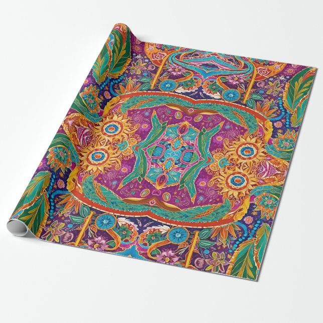 Cosmic Mayan Mexican Paisley Parad Presentpapper (Utrullad)