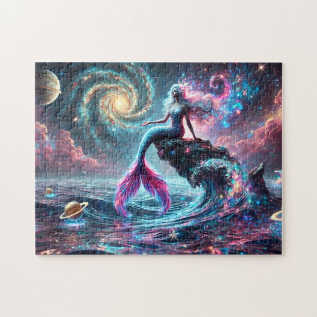 Cosmic Mermaid Fantasy Celestial Pussel (Horisontell)