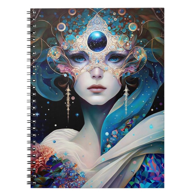 Cosmic Mfrågade Goddess Queen Fantasy Art Anteckningsbok (Framsidan)